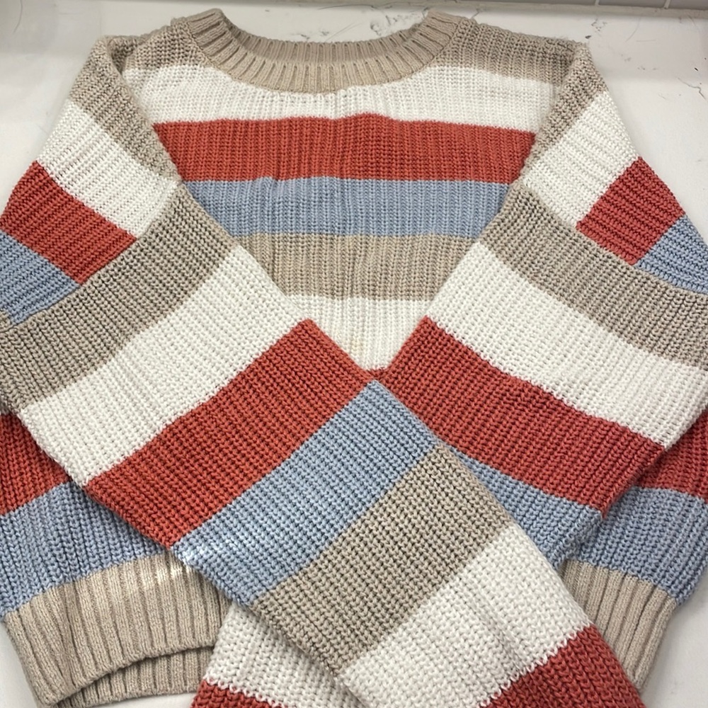 Hollister red, white, blue, and cream sweater. Size XS - Picture 1 of 4